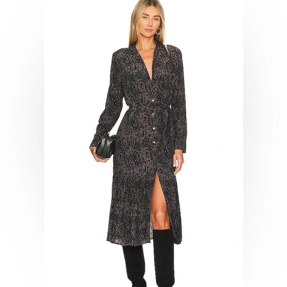 Rails Dresses & Skirts - NWOT Rails Beatrice Voile Midi Dress Charcoal Abstract Animal Print Casual XS